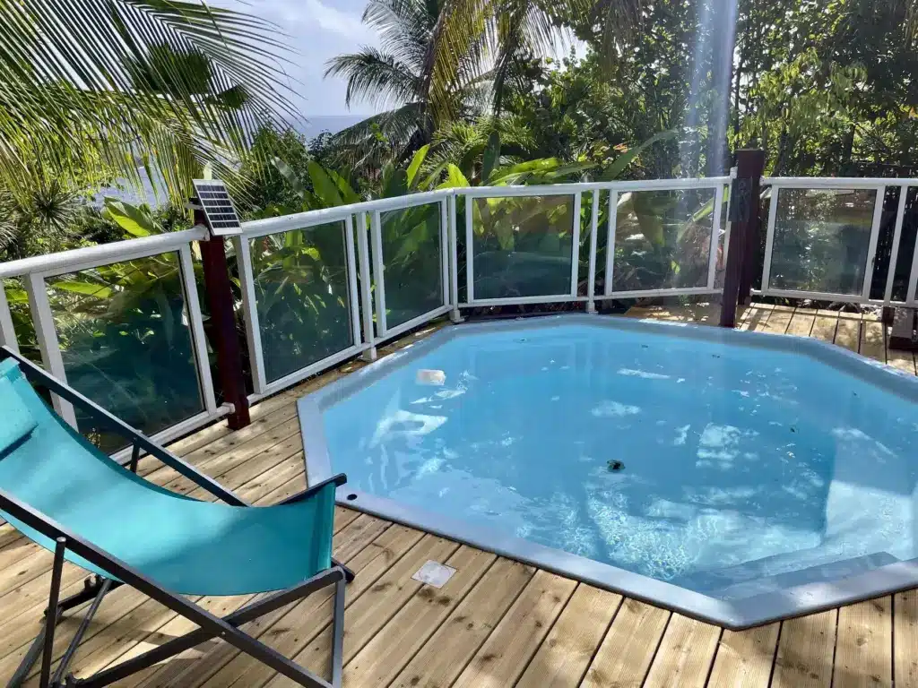 Piscine de Rêve de Robinson avec terrasse et jardin tropical